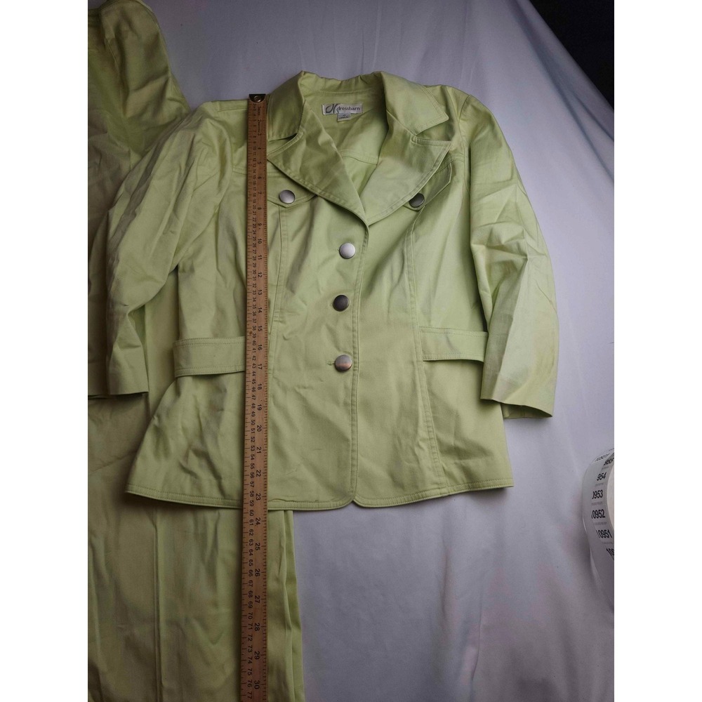 Dressbarn Lime Green Pant Suit Set 2pc Blazer Trousers Womens Size 10 - Picture 2 of 12